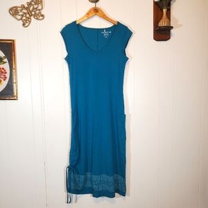 Toad and Co Organic Cotton Modal Blend Teal Midi Dress Athleisure Size Medium